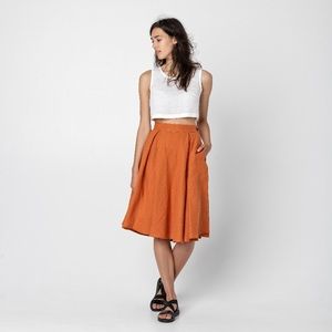 Mezzoroni Linen skirt with pockets Sz L Orange Rust